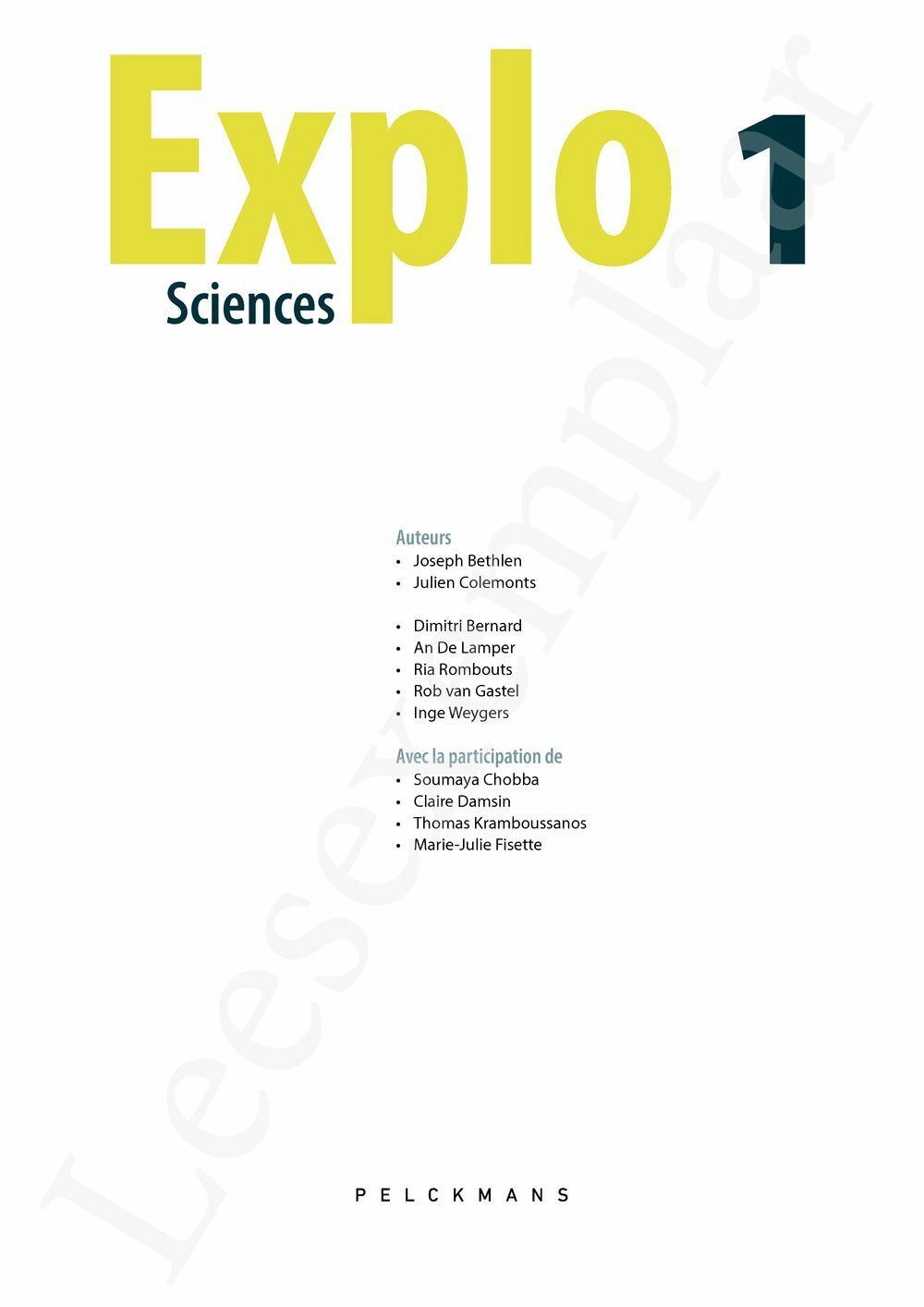 Preview: Explo Sciences 1 Livre de l'élève (Pelckmans Portail inclus)